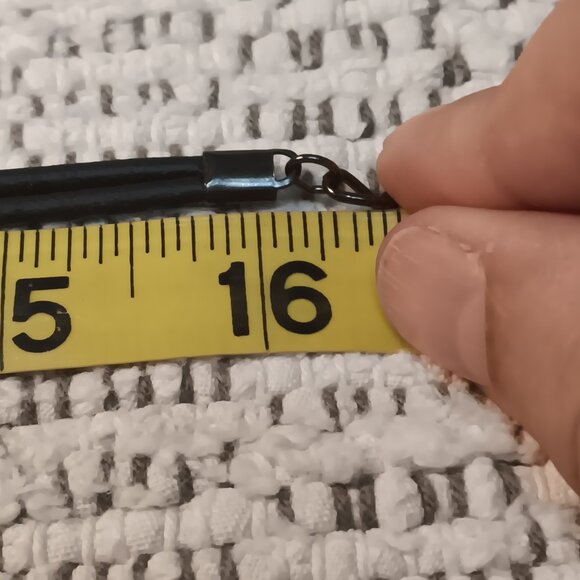 Chico's 'Eccentric' leather & gunmetal asymmetrical ring pendant necklace - NWT - Picture 10 of 12